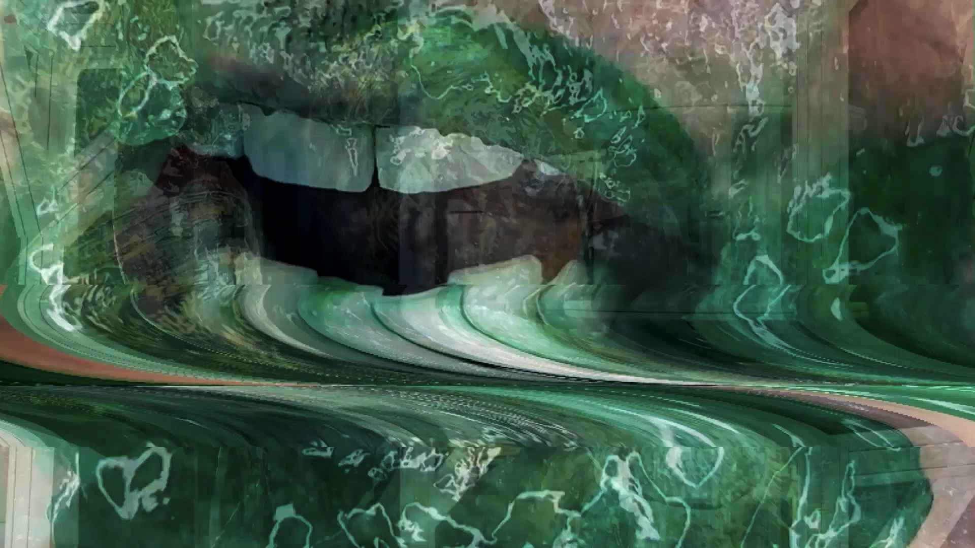 Libby Heaney, slimeQrawl, 2023, three channel HD video, no sound, 14min 22. Courtesy of Libby Heaney. still 7