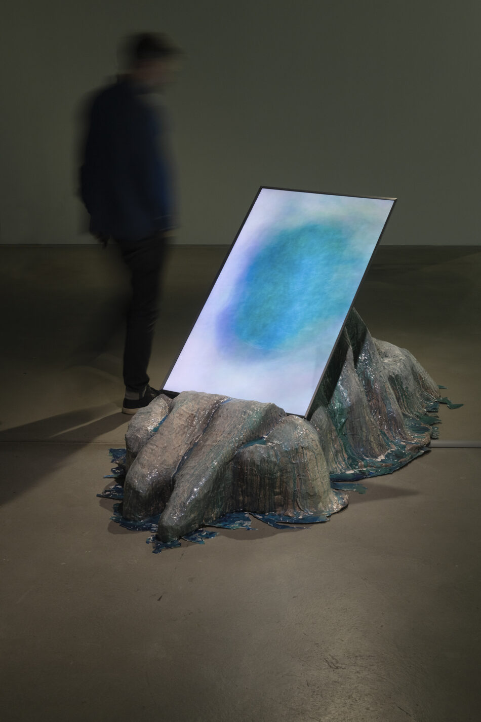 Libby Heaney's quantum video editing artwork Never Too Much 2023 in the quantum soup exhibition at HEK Basel