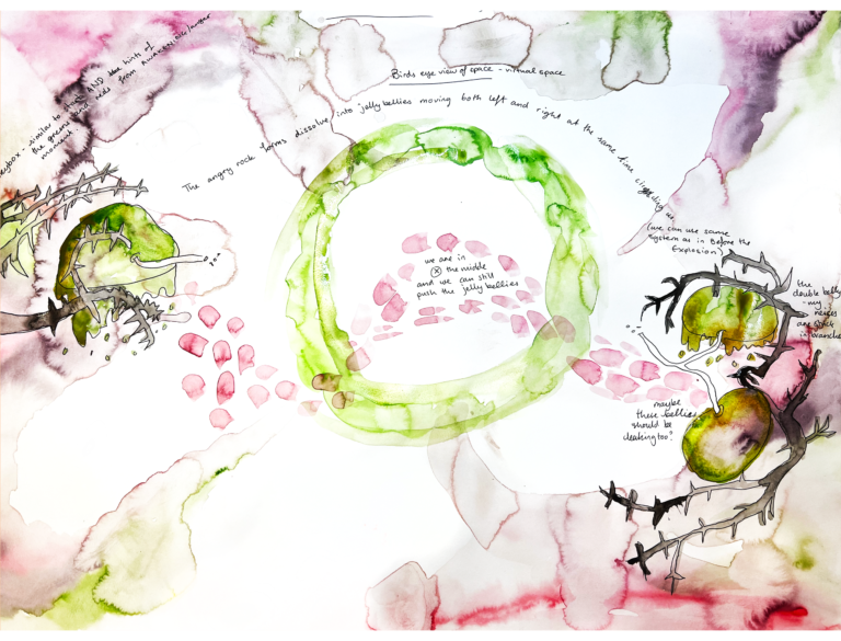 Visual proposal sketches for Heartbreak and Magic, 2024. Courtesy of Libby Heaney.
