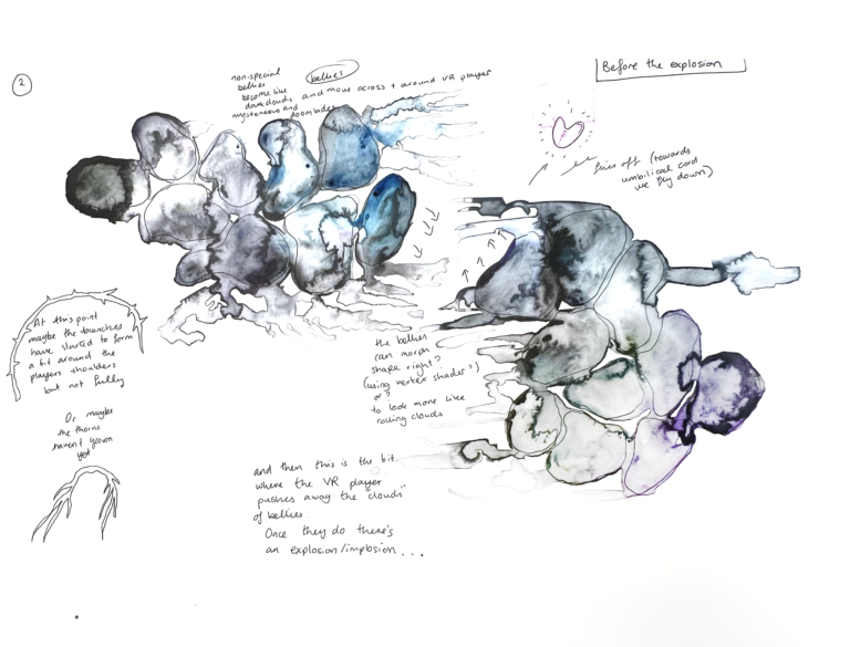 Quantum storyboard sketches for Heartbreak and Magic, 2024. Courtesy of Libby Heaney.