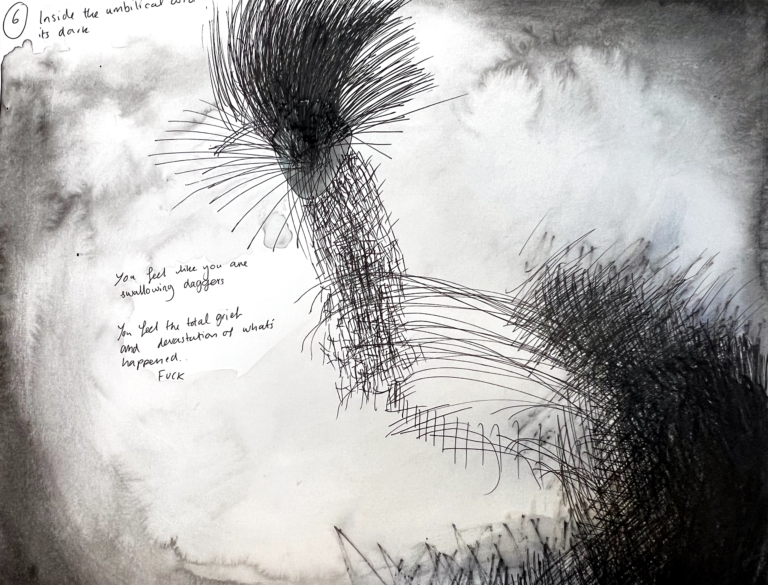 Quantum storyboard sketches for Heartbreak and Magic, 2024. Courtesy of Libby Heaney.