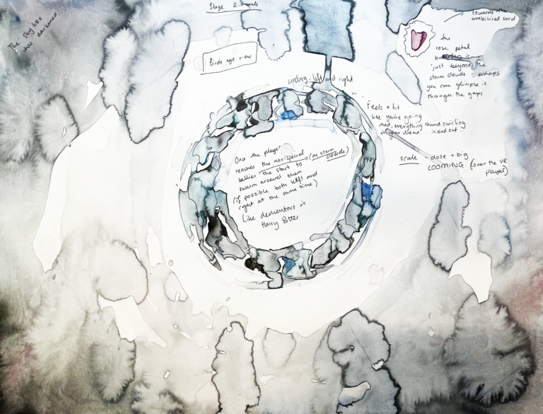 Visual proposal sketches for Heartbreak and Magic, 2024. Courtesy of Libby Heaney.