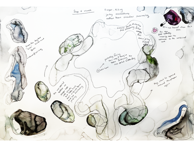 Visual proposal sketches for Heartbreak and Magic, 2024. Courtesy of Libby Heaney.