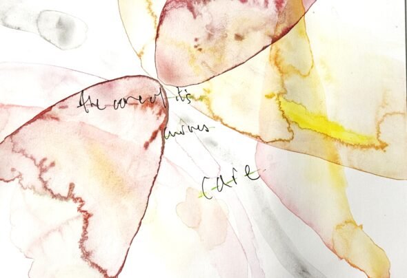 Heaney’s sensorial research: four watercolour paintings reflecting on Heaney’s experiences with the Living Art at Sainsbury Centre. Courtesy of Libby Heaney.