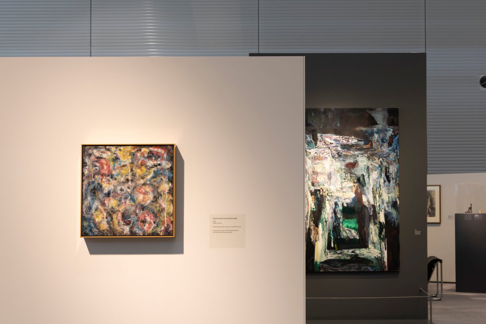 Installation view: Libby Heaney, Hunch Hunch (moving through), 2026. Sainsbury Centre, Norwich, 16th May - 4th October 2026. Photo: Kate Wolstenholme.