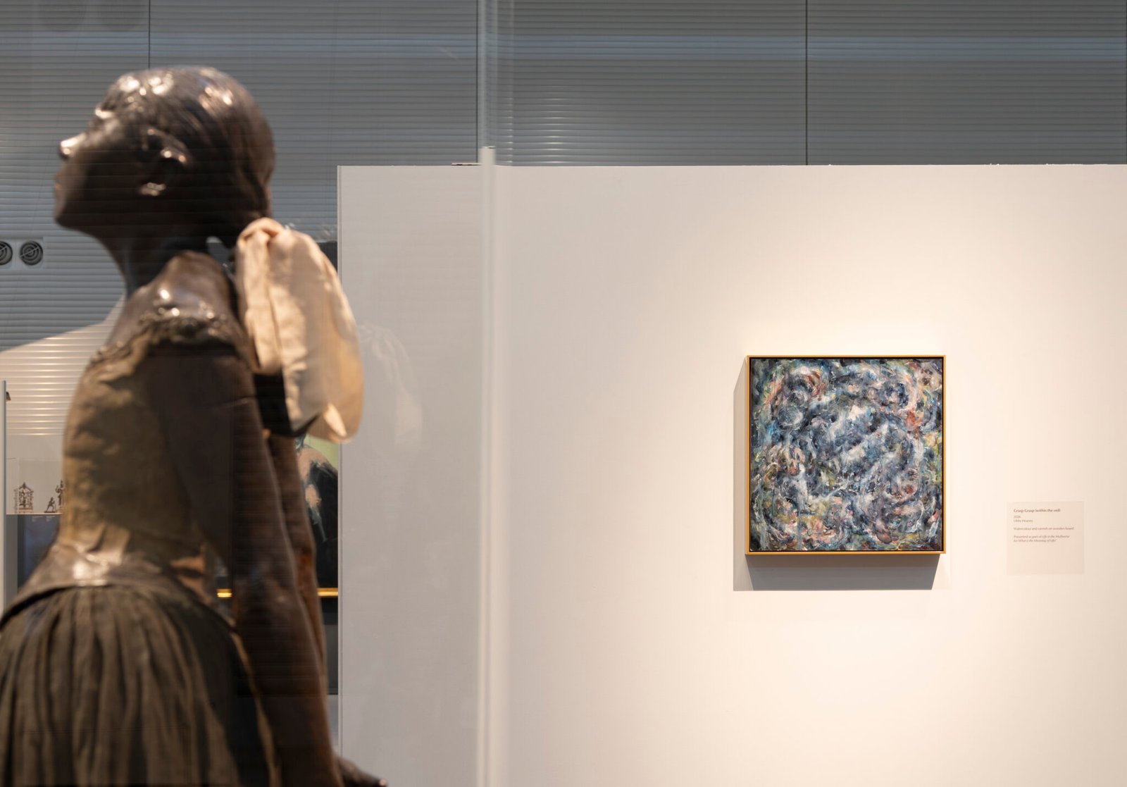 Installation view: Libby Heaney, Grasp Grasp (within the veil), 2026. Sainsbury Centre, Norwich, 16th May - 4th October 2026. Photo: Kate Wolstenholme.